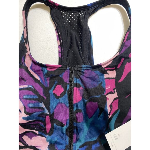 All in Motion Swimsuit One Piece Small Zip-Front Racerback Multicolor - Picture 5 of 10